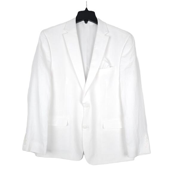 Bar III Men's Slim-Fit 100% Linen Suit Jacket White Solid 46R NWOT - Picture 1 of 7